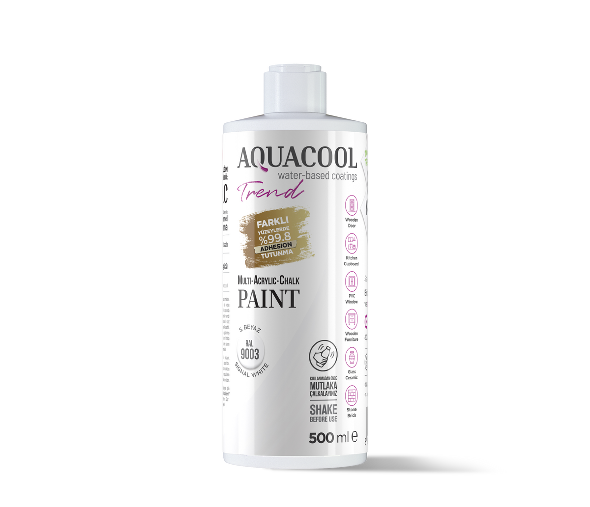 Aquacool Trend MAC All-in-One Furniture Paint – No Sanding No Primer, Chalk Paint for Cabinets, Wood, Tile & Countertops | Self-Leveling Matte | 16.9 fl oz, 53 sq ft