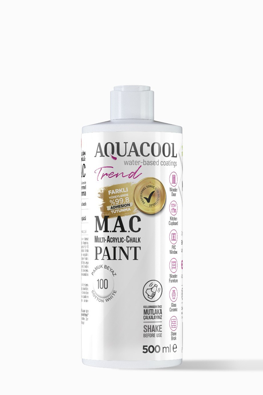 Aquacool Trend MAC All-in-One Furniture Paint – No Sanding No Primer, Chalk Paint for Cabinets, Wood, Tile & Countertops | Self-Leveling Matte | 16.9 fl oz, 53 sq ft