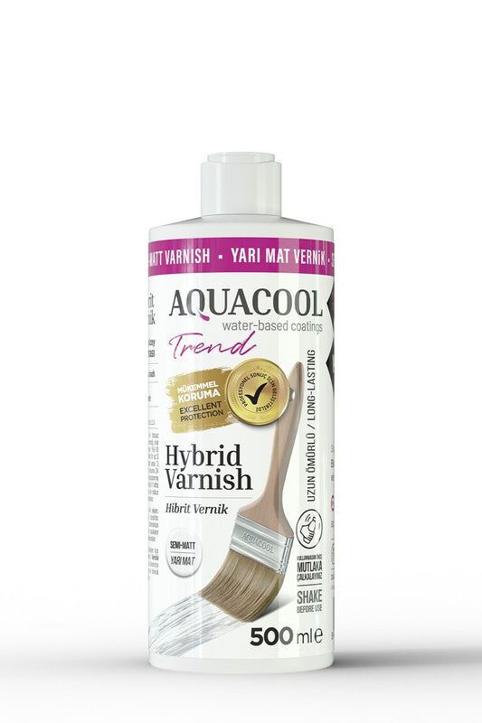 Aquacool Trend Hybrid Varnish – Water-Based Clear Coat for Furniture, Cabinets, Wood & Painted Surfaces – Durable, Low-Odor, Easy to Apply – Clear Top Coat 16.9 fl oz